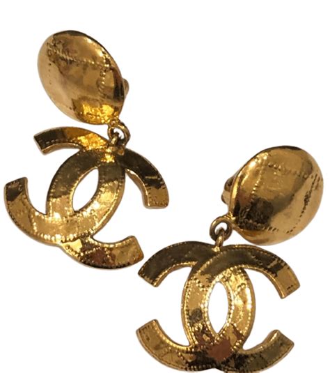 chanel mini classic cc logo earrings gold tone